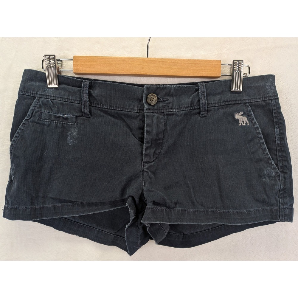 Y2K Abercrombie Micro Mini Shorts Size 2 Navy Low Rise Chino Preppy Vintage